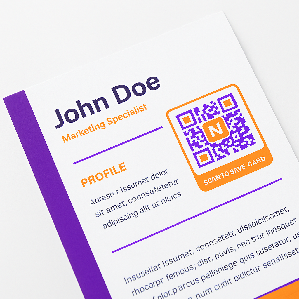 用于作品集和简历的 vCard 二维码